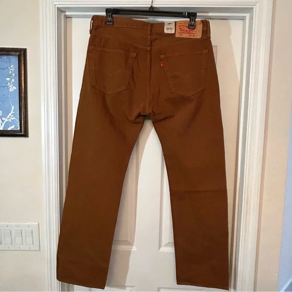 Levis 501 Jeans Original Button Fly Color Mustard Brown Size 36x32 or 33x32 🆕 - Picture 10 of 11